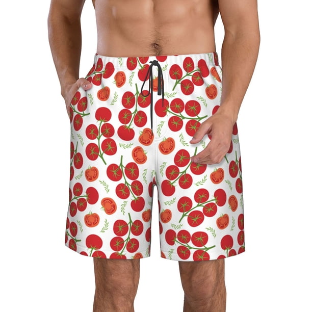Balery Tomato Traje de Baño Estilo Hawaiano para Hombre, Shorts de Secado Rápido con Bolsillos-3X-Large