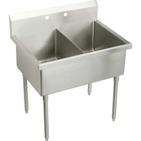 Elkay Ss8248of Sturdibilt 51" Double Basin Free Standing Stainless Steel Utility Sink - 2