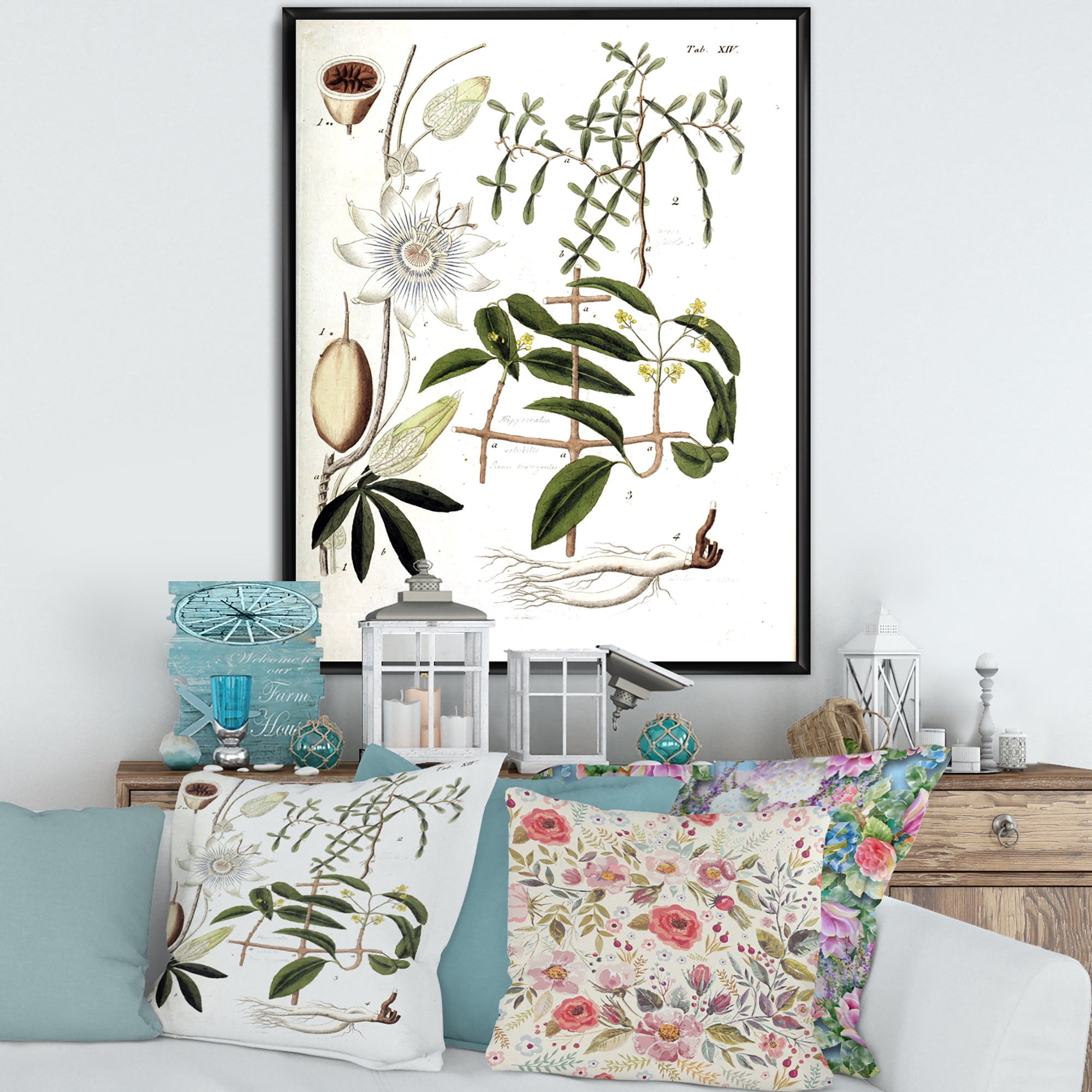 Designart 'Ancient Plant Life IV' Farmhouse Framed Canvas Wall Art Print