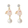 thumbnail image 4 of Pendientes de Botón Yuxing Conejito de Perlas Sintéticas para Mujer, 4 of 5