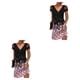 thumbnail image 4 of Qarigey Vestido de manga corta con cuello en V de encaje para mujer, informal, para cena, cita, noche, compromiso, banquete, verano, oficina, Type1 NO1, 4 of 6