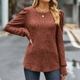 thumbnail image 5 of Enjoytime Plus Size Womens Clothing Solid Color Long Sleeve Loose Pollover Tops Crewneck Fall Blouses Casual Workout Blouses, 5 of 8