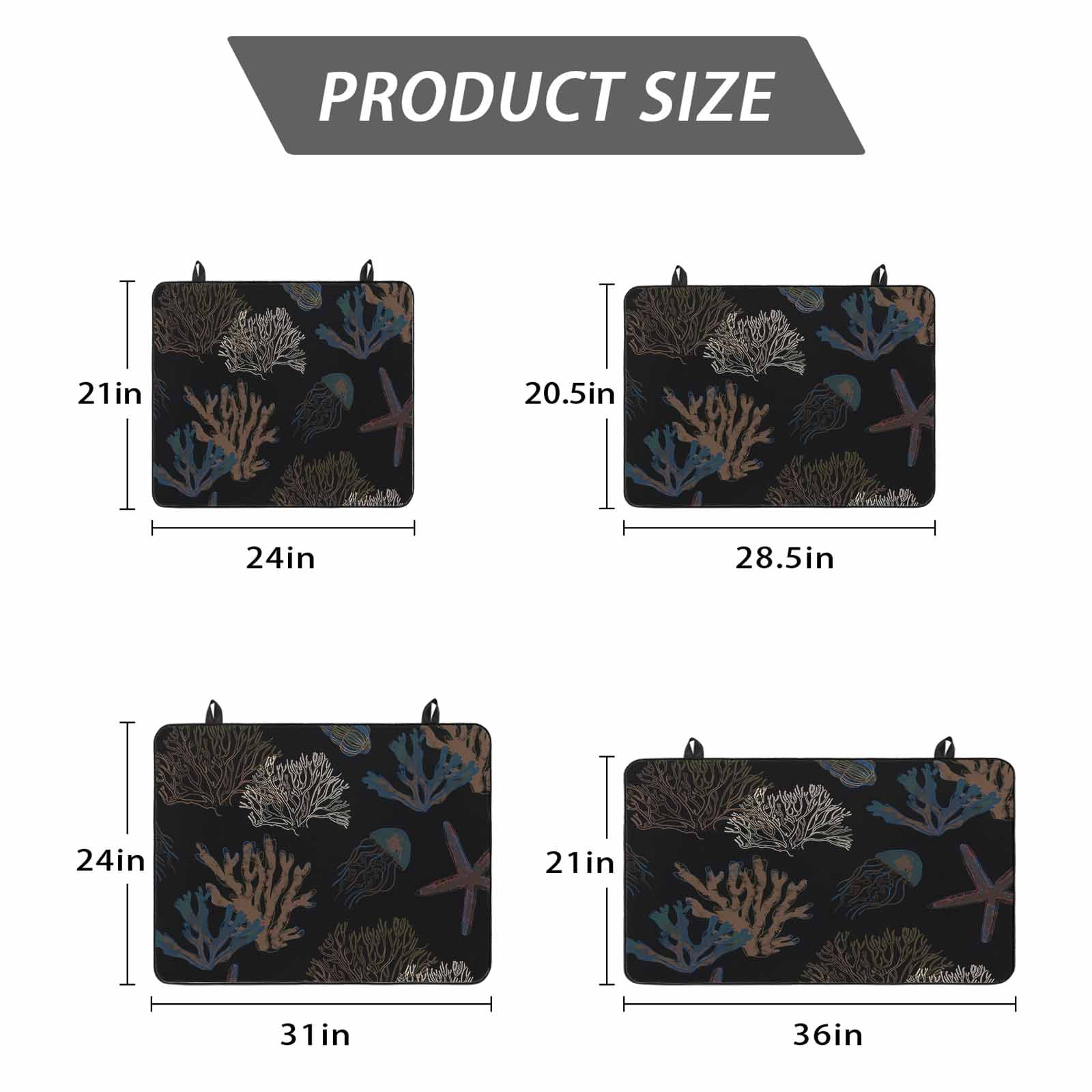 Black Coral Coastal Stove Top Cover for Electric Stove, Heat-proof & Non Slip Glass Top Stove Cover Protector, Nautical Starfish Summer Beach Kitchen Flat Cooktop Rubber Mat 24x21 Inches