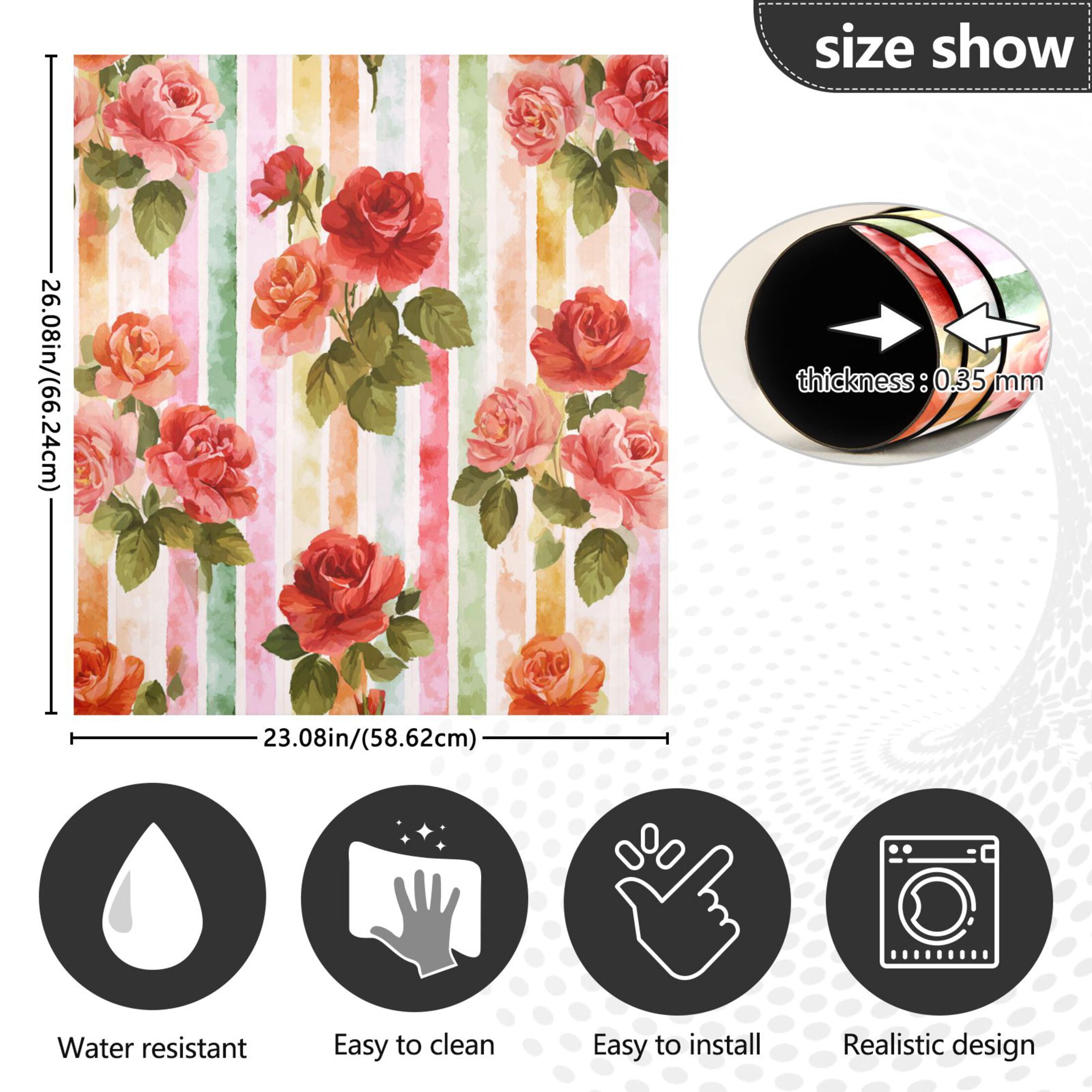 Dishwasher Magnetic Refrigerator Magnet Cover Sticker Home Decorative 23"x26" Roses on A Rainbow Background