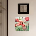 thumbnail image 3 of 10 Inch Wall Clock Battery Operated Silent Clock Decorative for Office, Kitchen, Outdoor, Living Room，Vintage Red Tulip Flower Pattern, 3 of 4
