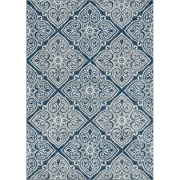 Tayse Madison Area Rug MDN4841 Traditional Dark Gray Blossoms Cubed 7' 10 x 7' 10" Round
