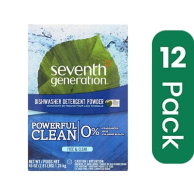 Seventh Generation Automatic Dishwasher Powder Free & Clear 45 Ounce (Pack Of 12)