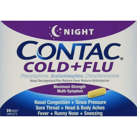 Cold + Flu Night, 24 Caplets (Pack of 3), Temporarily relieves these symptoms due to the common cold or flu: Nasal congestion, Runny nose, Temporarily reduces fever,.., By