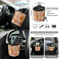 thumbnail image 5 of Yuyamidu Hippie Floral Car Seat Cover for Women Fashion Car Steering Wheel Cover Seat Belt Strap Pad Trash Bag Air Vent Organizer Pocket Rearview Mirror Cover Cup Holder Key Chain 15 PCS, 5 of 7