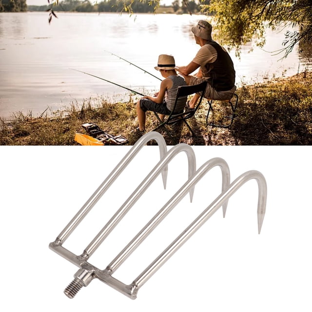 4 Teeth Rake Stainless Steel With 8mm Threaded Interface Fishing Tool For Fishing Enthusiasts
