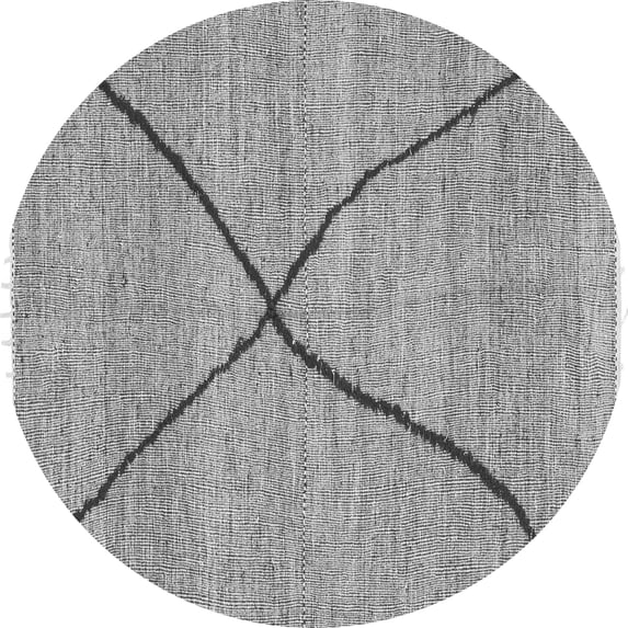 Ahgly Company Indoor Round Abstract Gray Modern Area Rugs, 8' Round