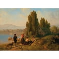 thumbnail image 2 of Carl Schlesinger 18x14 Black Ornate Wood Framed Double Matted Museum Art Print Titled - Shepherd Scene (1853), 2 of 5