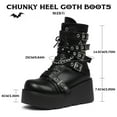 thumbnail image 3 of SACFOF Platform Boots for Women Goth Boots Ankle Boot Side Zip Round Toe Wedge Buckle Combat Rave Boot Chunky High Heels Motorcycle Cosplay Party Festival Leather Shoes, 3 of 6