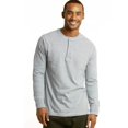 thumbnail image 4 of Men's Cotton Crew Neck Long Sleeve Henley Shirt/T Shirts, Heather Grey L, 1 Pack, 4 of 4