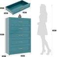thumbnail image 2 of Blue Metal Dresser with 5 Drawer，48" Tall Chest of Drawers with Wide Metal Handle,Drawer Organizer for Bedroom,Living Room,Hallway and Entryway, 2 of 7