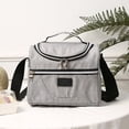 thumbnail image 4 of Jumpingount Bolsa de almuerzo portátil Cremallera Algodón perlado Enfriador térmico de alimentos Contenedor de almacenamiento de picnic Tote con Bolsas de mensajero y de hombro Gris, 4 of 6