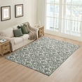 thumbnail image 2 of My Texas House Green Floral Faux Fur Washable Indoor Area Rug, 7'6" x 10', 2 of 5