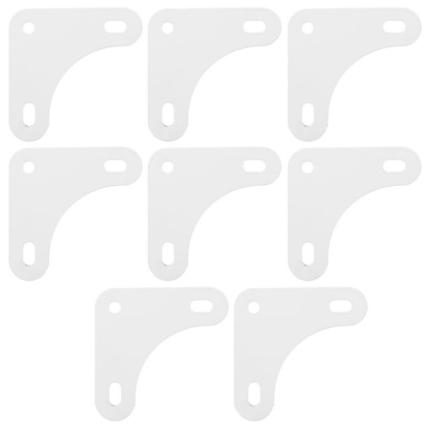 8 soportes de esquina de acero inoxidable para madera, soportes en ángulo recto, soportes en L blancos para muebles, soportes de esquina resistentes, soportes de metal para estantes de madera