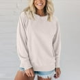 thumbnail image 2 of Womens Business Casual Tops Women's Solid Color Sweatshirt Ribbed Pocket Pullover Sweatshirt For Women Loose Fit Long Sleeve Top Autumn And Winter, 2 of 5