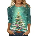 thumbnail image 2 of LEKWK Womens Christmas Outfit Sparkly Xmas Tree Crew Neck 3/4 Sleeve Tops Festive Tops for Women Funny Christmas Sweater for Women, 2 of 5