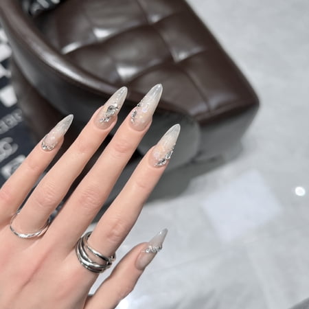 Derizon [Elf Story] Purely hand-worn nail piece nude sequins nail patch fake nail finished product