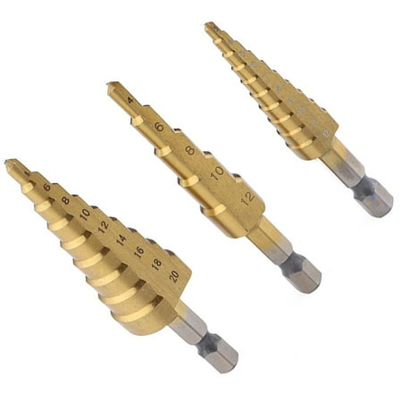 

Set Of 3 Pieces HSS Step Cone Drill Hex Titanium Bits Hole Cutter