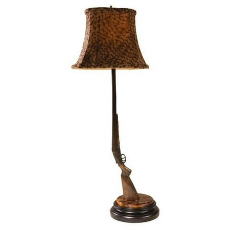 Sculpture Table Lamp MOUNTAIN Rustic Double Barrel Shotgun Pheasant Feat
