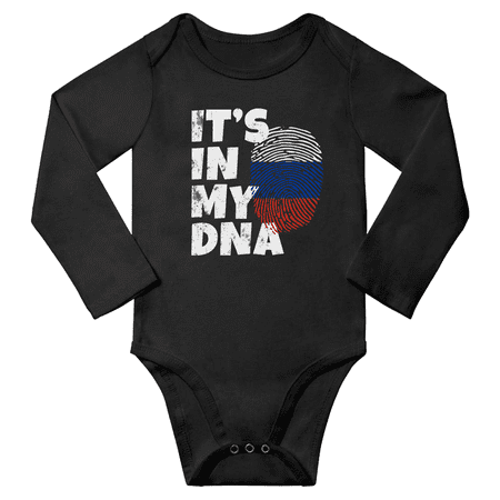 

It s In My Russian DNA Baby Long Sleeve Rompers Bodysuit (Black 18 Months)