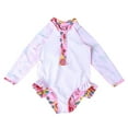 thumbnail image 5 of Uccdo Toddler Girls One-Piece Swimsuit Rashguard Swimwear Kids Long Sleeve Zipper Bathing Suit 2-7T, 5 of 8