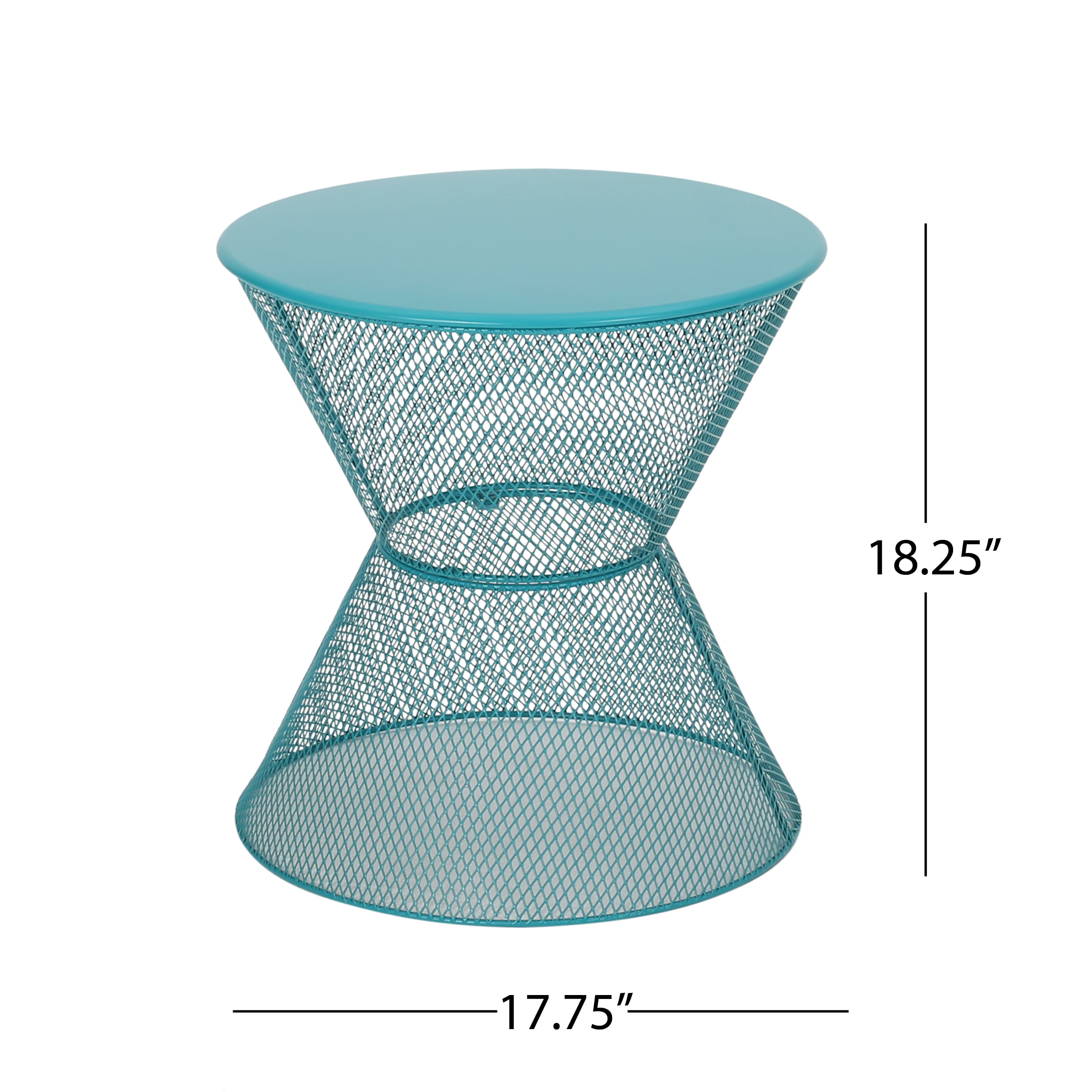 Kreighton Modern Outdoor 2 Seater Iron Chat Set with Side Table, Matte Teal