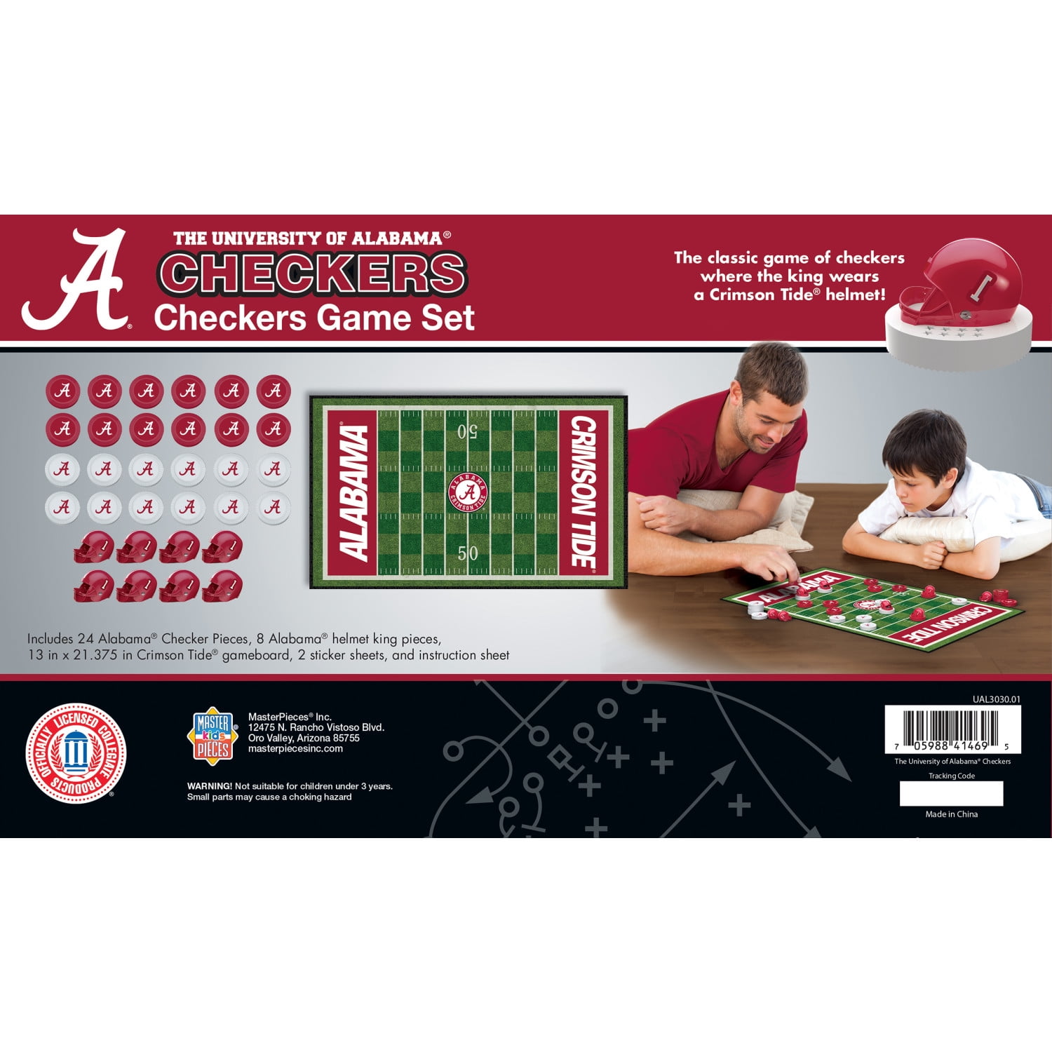 MasterPieces Officially licensed NCAA Alabama Crimson Tide Checkers Board Game for Families and Kids ages 6 and Up