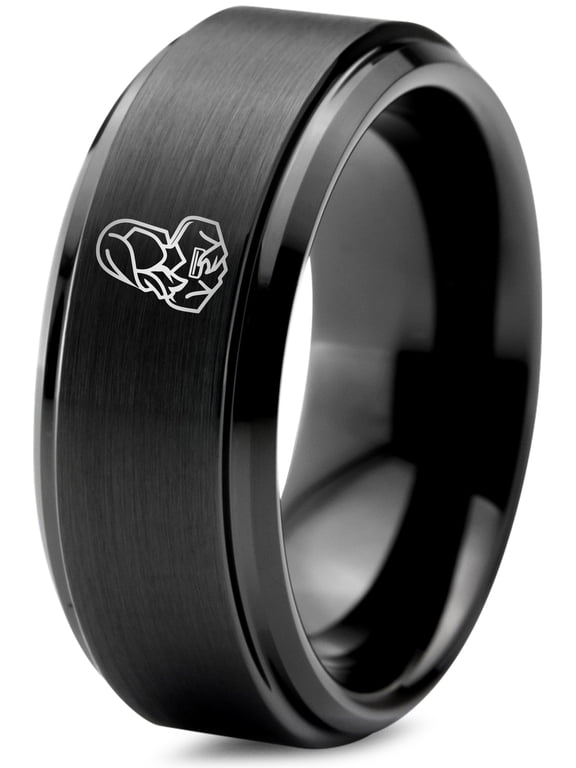 Gamer Black Embellished Graduation Tungsten Minimalist Jewelry Handmade Gift for Men Mother Daughter Ring
