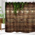 thumbnail image 4 of Rustic Wooden Board Shower Curtain Green Leaves on Vintage Wood Country Life Theme Grunge Planks Barn House Door Waterproof Fabric Bathroom Decor 72x72 Inch Plastic Hooks 12PCS Wood Board, 4 of 6