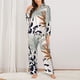 thumbnail image 2 of Fotbe Tropical Leaves Conjunto de Pijama de Manga Larga para Mujer con Estampado, Ropa de Dormir de 2 Piezas, Conjunto de Casa Suave y Cómodo con Bolsillos-Small, 2 of 7