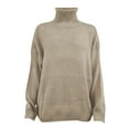 thumbnail image 3 of YOTMKGDO Sweaters for Women, Solid Casual Long Knitted Sleeve Off The Sweater Womens Shoulder Pullover Sweater Beige M, 3 of 5