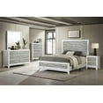 thumbnail image 5 of Modern Queen Panel Bed - Gray & White Wood Bedroom Furniture, 84"x62", Contemporary Style, Tall Headboard, Slats Included, for Bedroom., 5 of 6