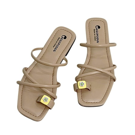 

YanHoo Boho Slide Sandals for Women Girls Dressy Low Wedge Thong Sandals Casual Toe Ring Flat Sandals Cute Summer Bohemian Travel Flip Flop Sandal Shoes