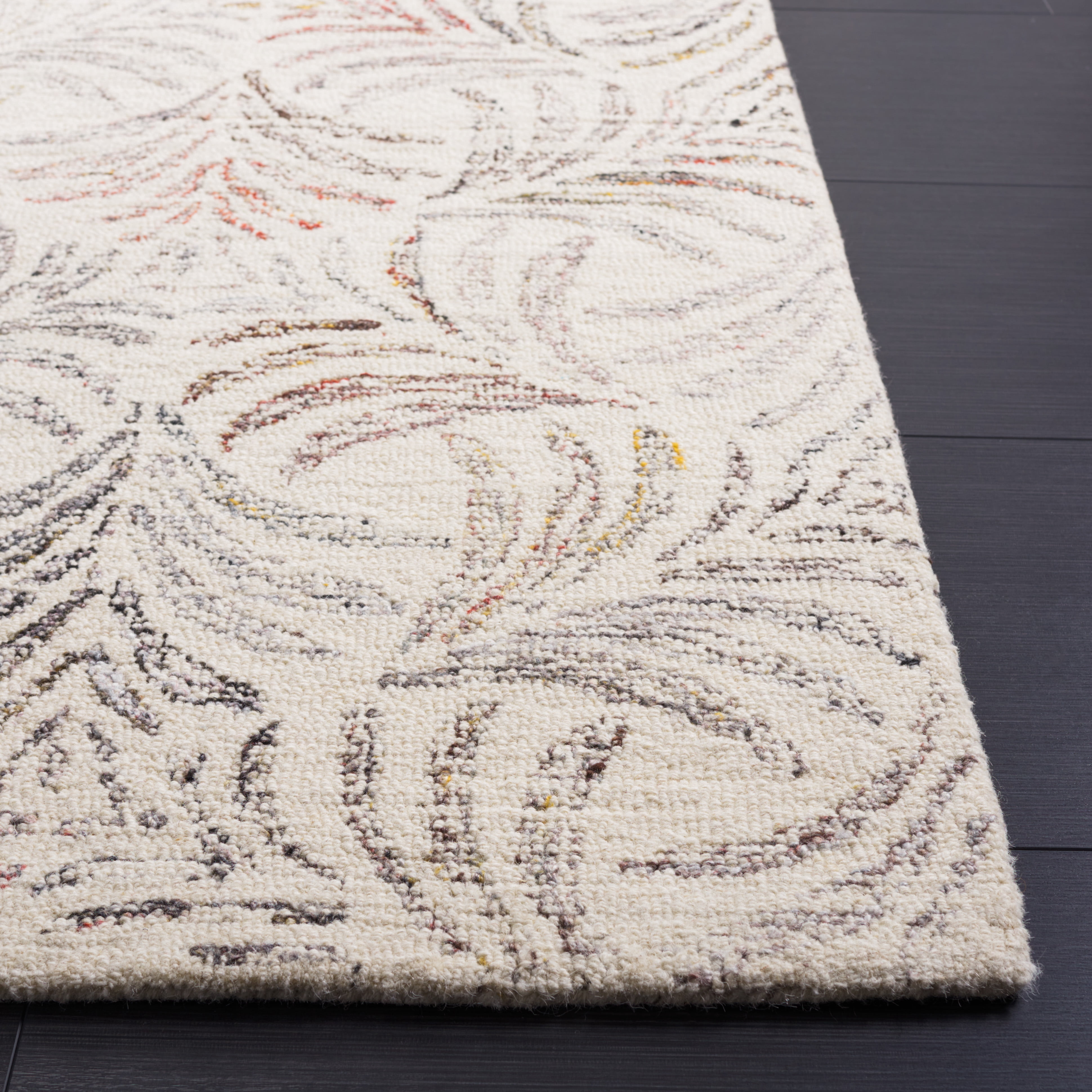 SAFAVIEH Jardin Thaddeus Leaves Area Rug, Ivory/Red, 5' x 8'
