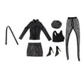 thumbnail image 3 of 1/6 Scale Black PU Leather Female Jacket Coat Skirt Shoes Suit Clothes for 12'' Action Figure, 3 of 9