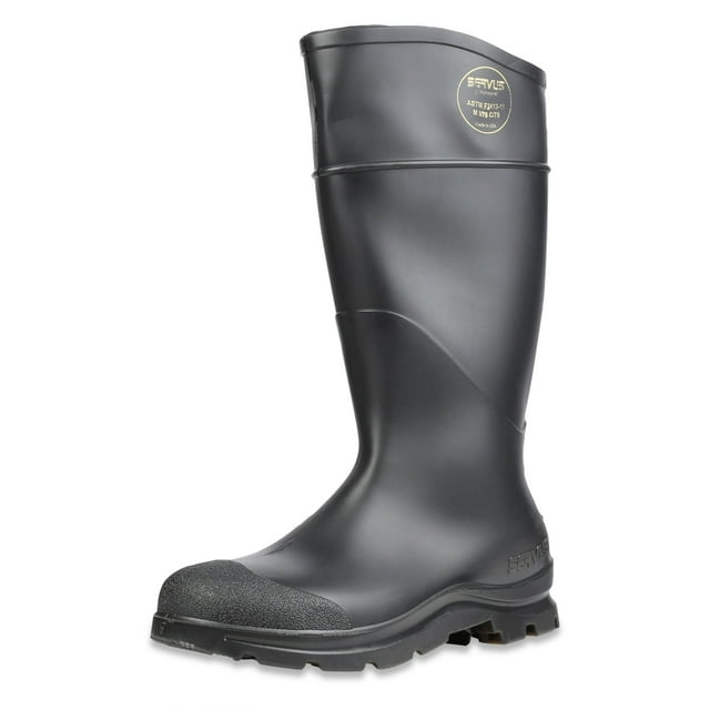 Servus Comfort Technology Bottes de Travail pour Homme à Embout d'Acier en PVC de 14 Pouces, Noir - Embout d'Acier, 12