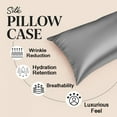 thumbnail image 4 of Amay Satin Silk Pillow Case German Size 31x31 Dark Grey Solid Extra Large Pillow Cover in Soft Cooling Satin Smooth & Skin-Friendly – Anti-Frizz Pillowcase for Hair Care & Luxury Sleep, 4 of 6