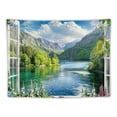 thumbnail image 5 of Creowell Nature Landscape Tapestry Summer Lush Forest Jungle Waterfall Lake Window Scenery Tapestry Wall Hanging Flower Sunflower Vine Art Wall Tapestry for Bedroom Living Room Dorm  Painting, 5 of 6