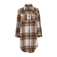 thumbnail image 6 of PEONAVET Womens Tops Women's Casual Lapel Button Down Long Plaid Shirt Coat Tartan Shacket Jacket Womens Fall Fashion 2022, 6 of 8