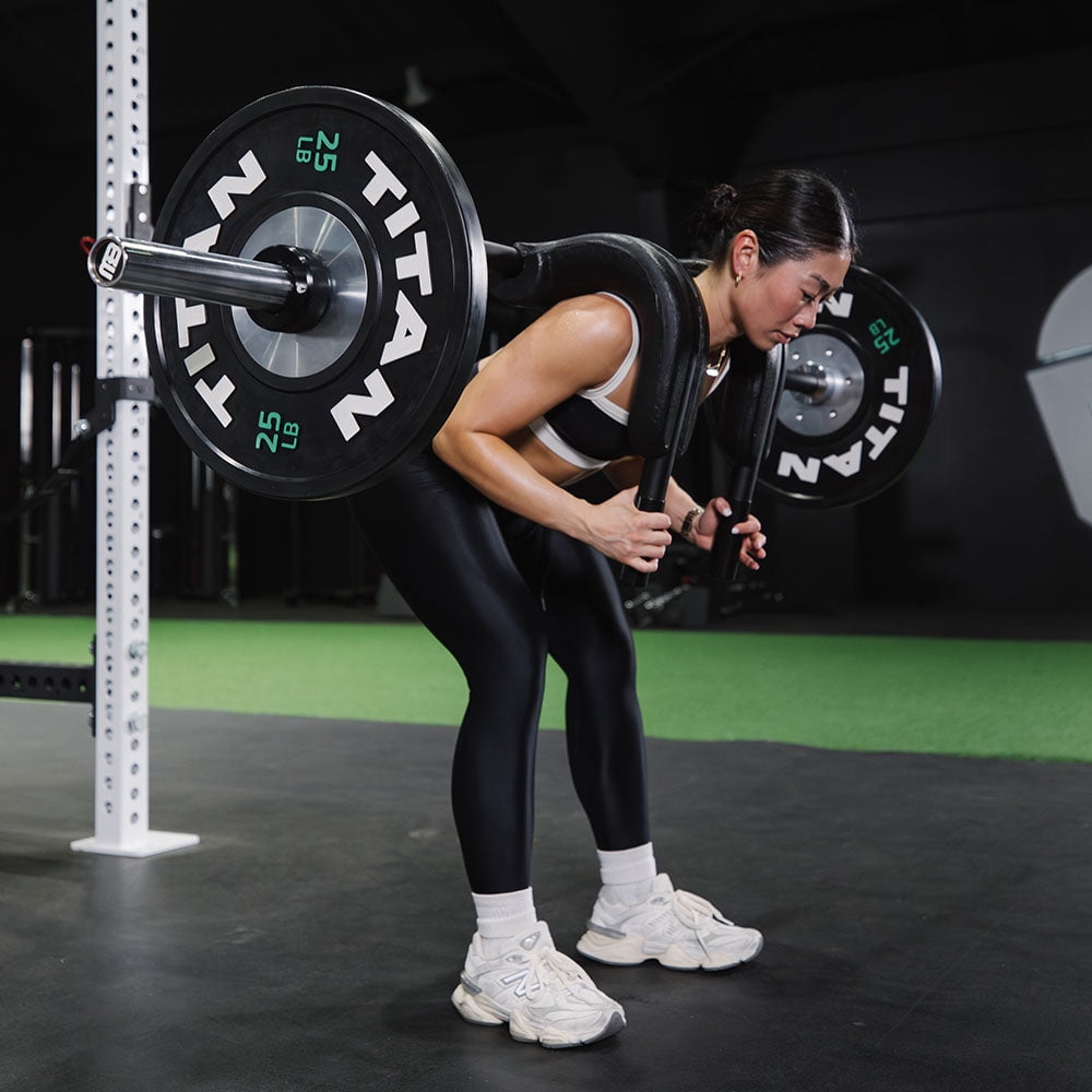 Titan Fitness Marrs-Bar Lite, Cambered Safety Squat Barbell with 45-Degree Drop, Rated 400 LB