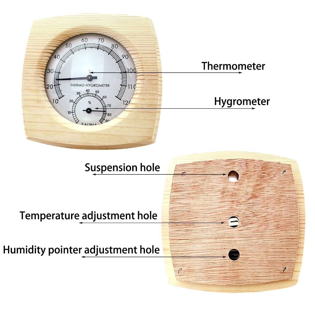 Geemin Sauna Thermometer Portable Size Wooden Sauna Room Thermometer Hygrometer Temperature Measurement Tools Accessories