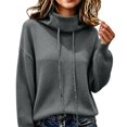 thumbnail image 4 of Yigetop Warm Sweaters for Women Fall Winter Cowl Neck Knit Sweater Long Sleeve Casual Soft Chunky Lightweight Loose Cozy Pullover Tops for Daily Wear Grey XXL, 4 of 6