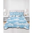 thumbnail image 2 of Quilts Queen Size Bedding Set, Sky Blue Reversible Summer Quilt 3 Pieces, Cartoon Nature Landscape Lightweight Bedspreads Coverlets with 2 Pillow Shams for All Seasons, 2 of 5