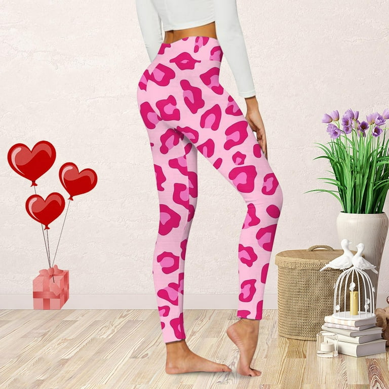 EHQJNJ Womens Valentines Day Leggings Print High Waist Pants for