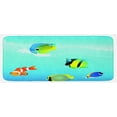 thumbnail image 1 of Ocean Kitchen Mat, Nautical Navy Deep Sealife Image with Exotic Tropical Exotic Little Fish, Plush Decorative Kitchen Mat with Non Slip Backing, 47" X 19", Blue Orange and Yellow, by Ambesonne, 1 of 1