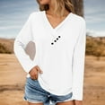 thumbnail image 2 of Fiaer.Oversized Tshirts for Women.Womens V Neck Long Sleeve T Shirts.Women's Casual Trendy Side Button Decor Going out Tops White XL, 2 of 6